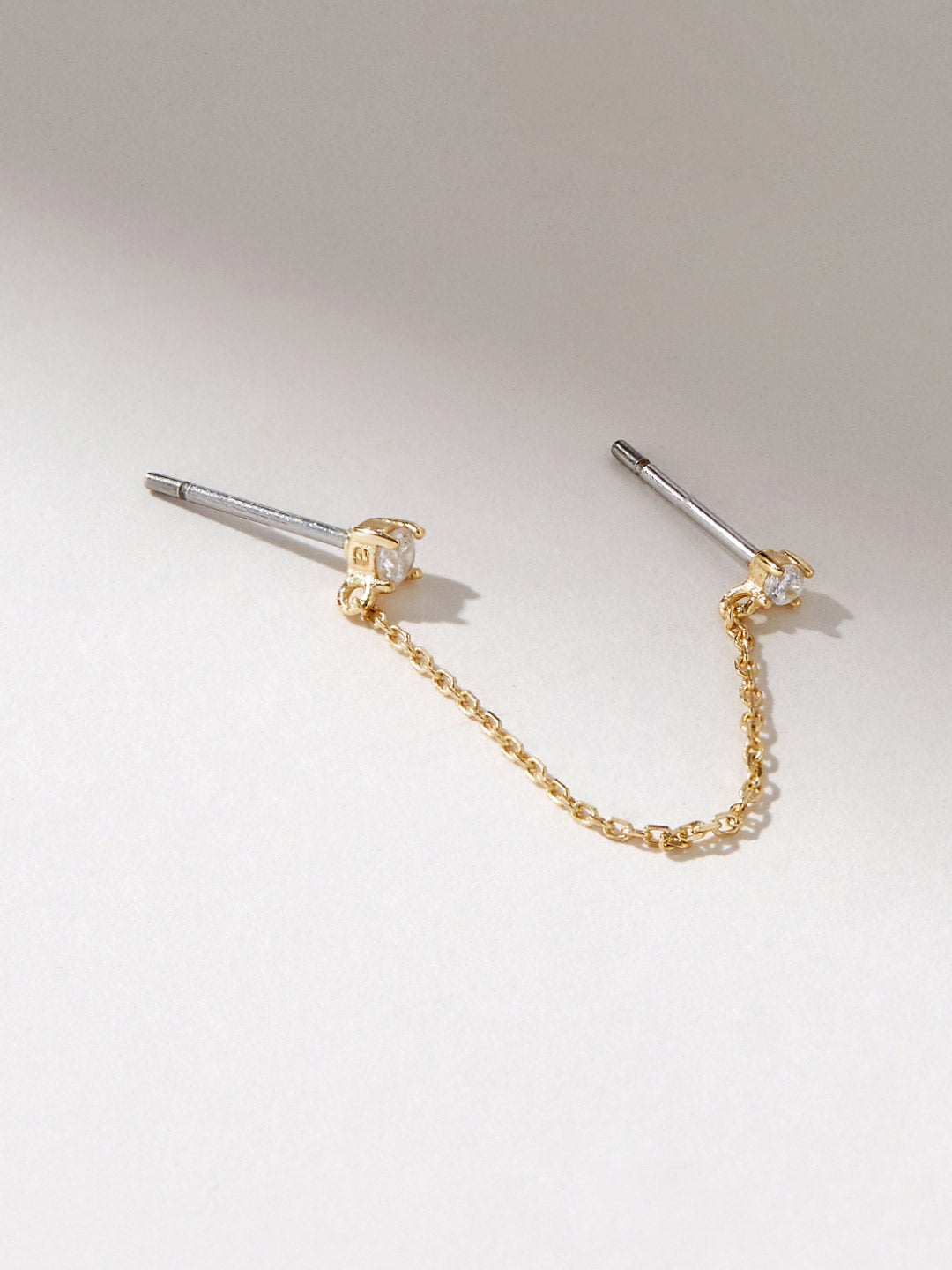 Gold Dainty Chain Stud Earring