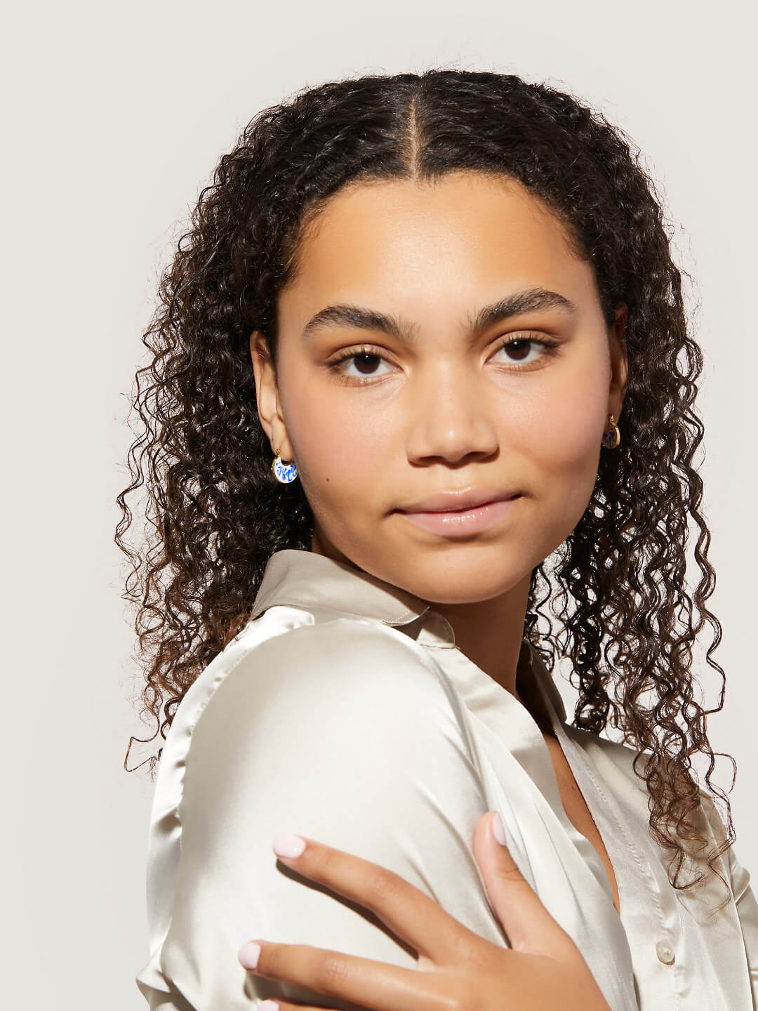 Enamel Disc Hoop Earrings