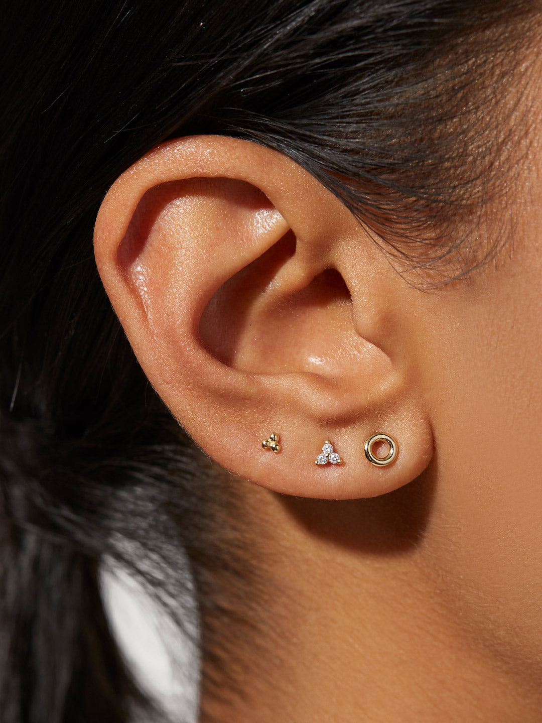 Gold Beaded Stud Earrings