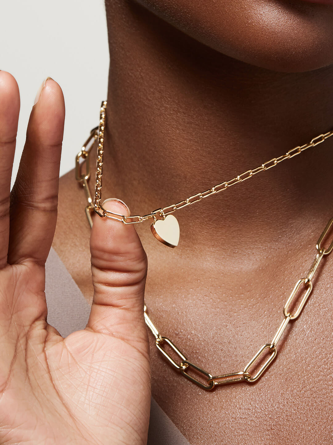 Heart Layered Paperclip Necklace
