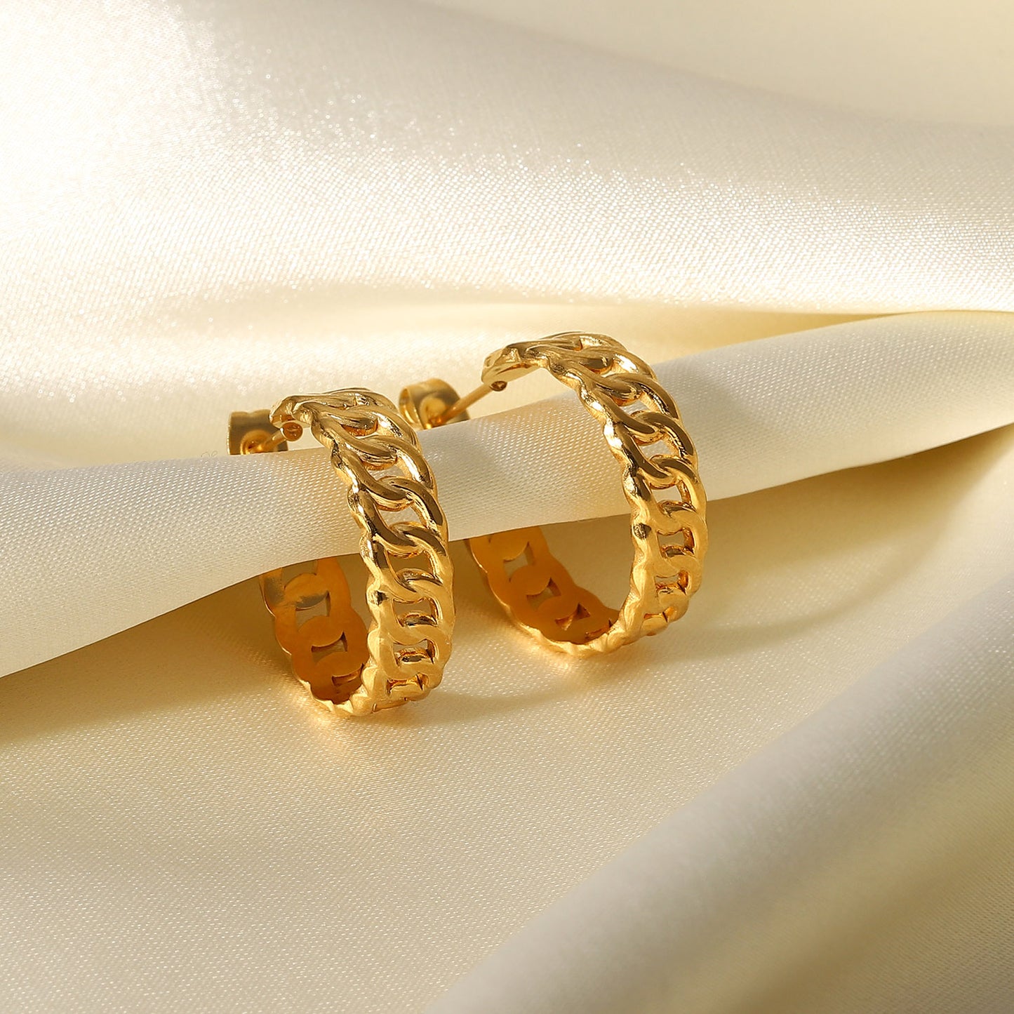 Gold Chain Hoop Earrings