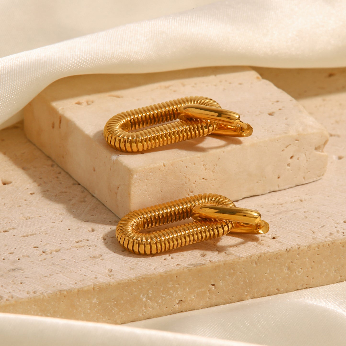 18K Gold Chain Link Earrings