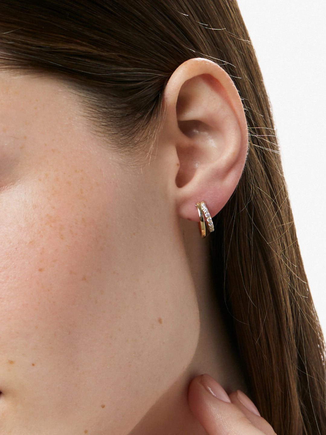CZ Gold Split Huggie Hoop Earrings