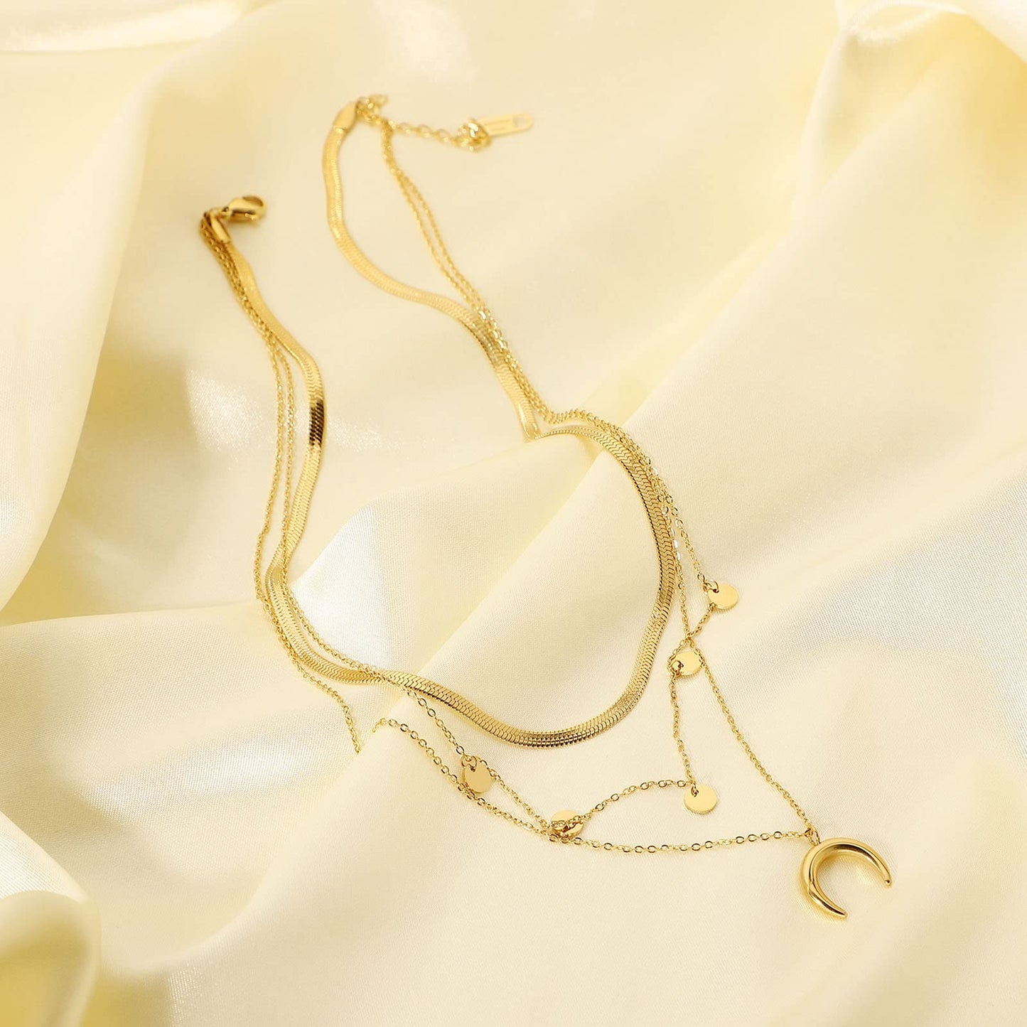 Gold Crescent Layered Necklace