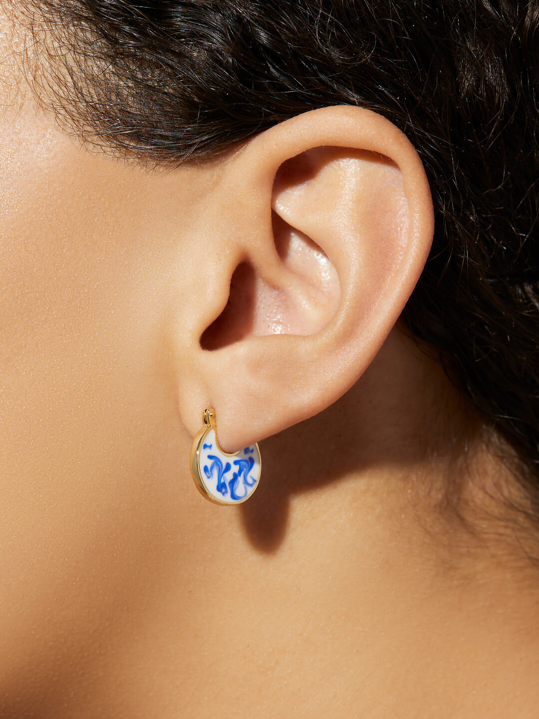 Enamel Disc Hoop Earrings