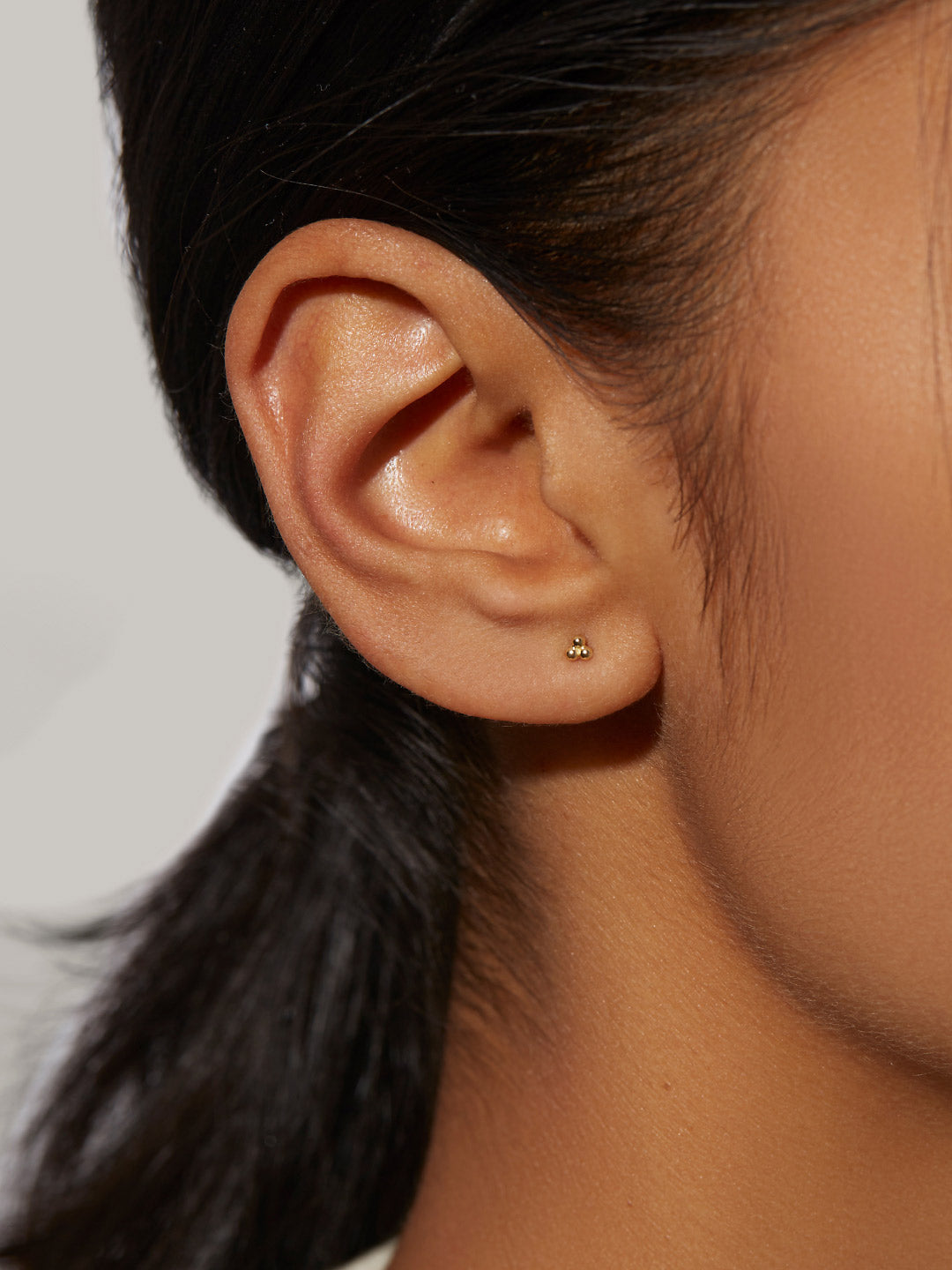 Gold Beaded Stud Earrings