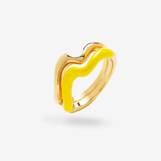 Squiggle Double Ring Yellow