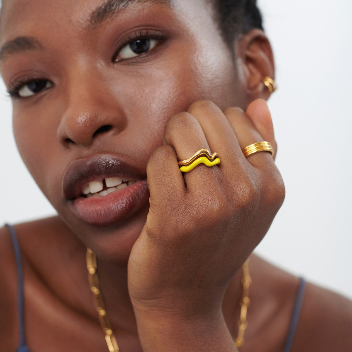 Squiggle Double Ring Yellow