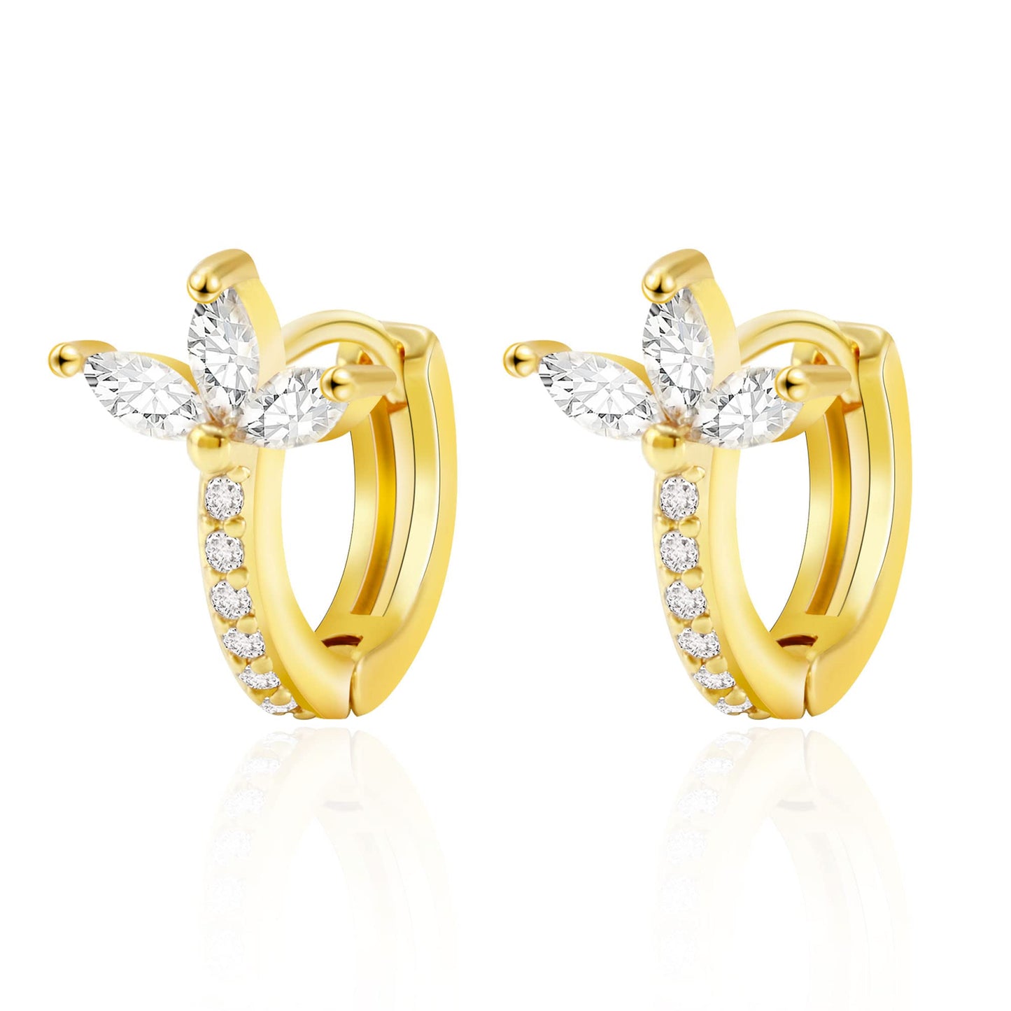 18K Gold CZ Tiny Huggie Earrings