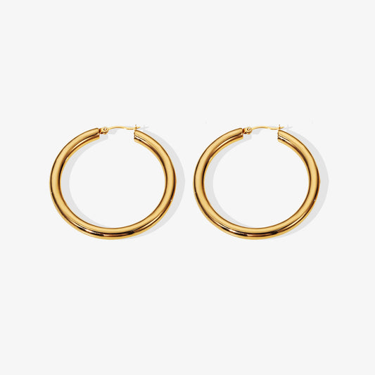 Gold Thick Hoop Earrings