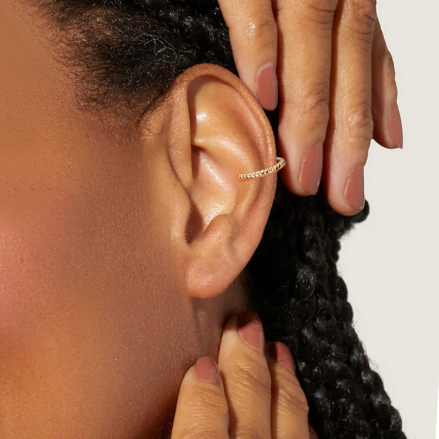 18K Gold Twist Ear Cuff Earrings