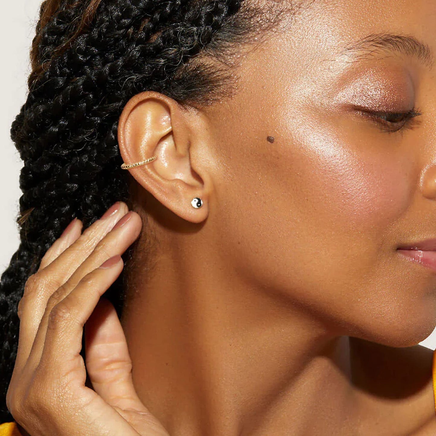 18K Gold Twist Ear Cuff Earrings