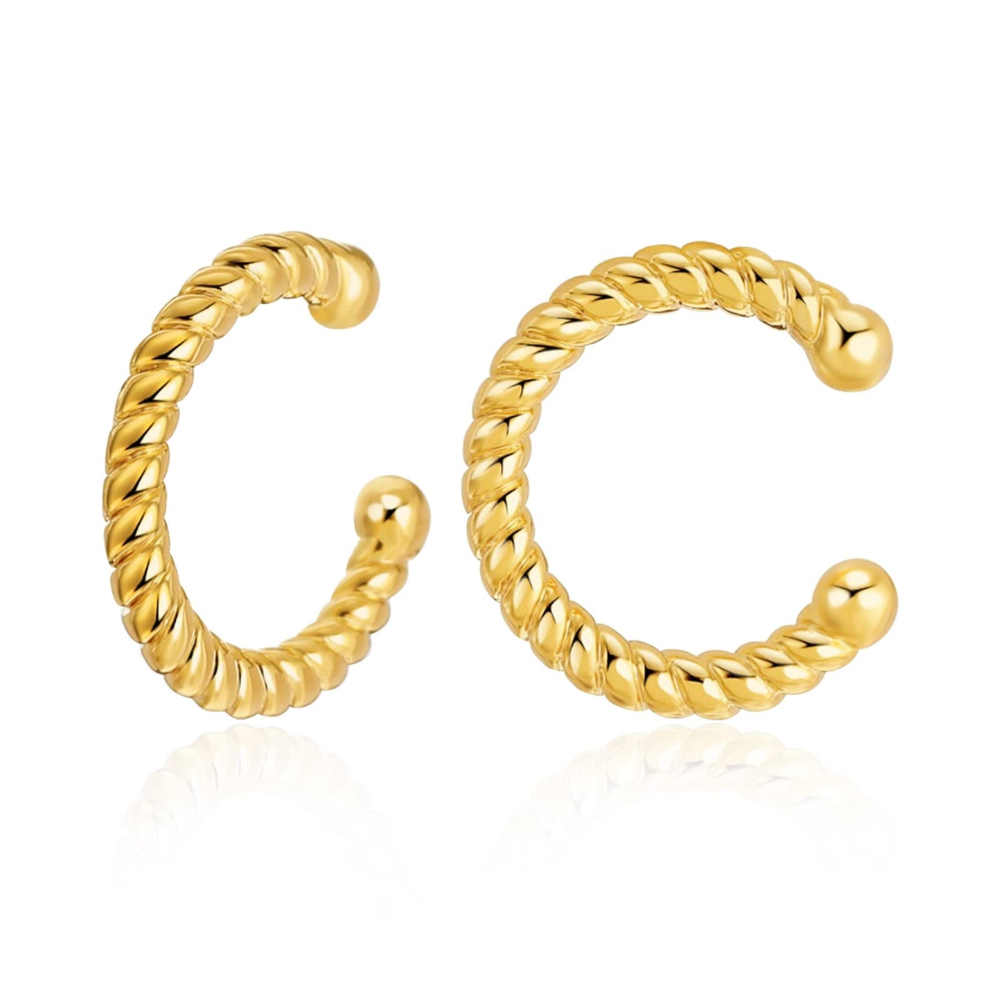 18K Gold Twist Ear Cuff Earrings