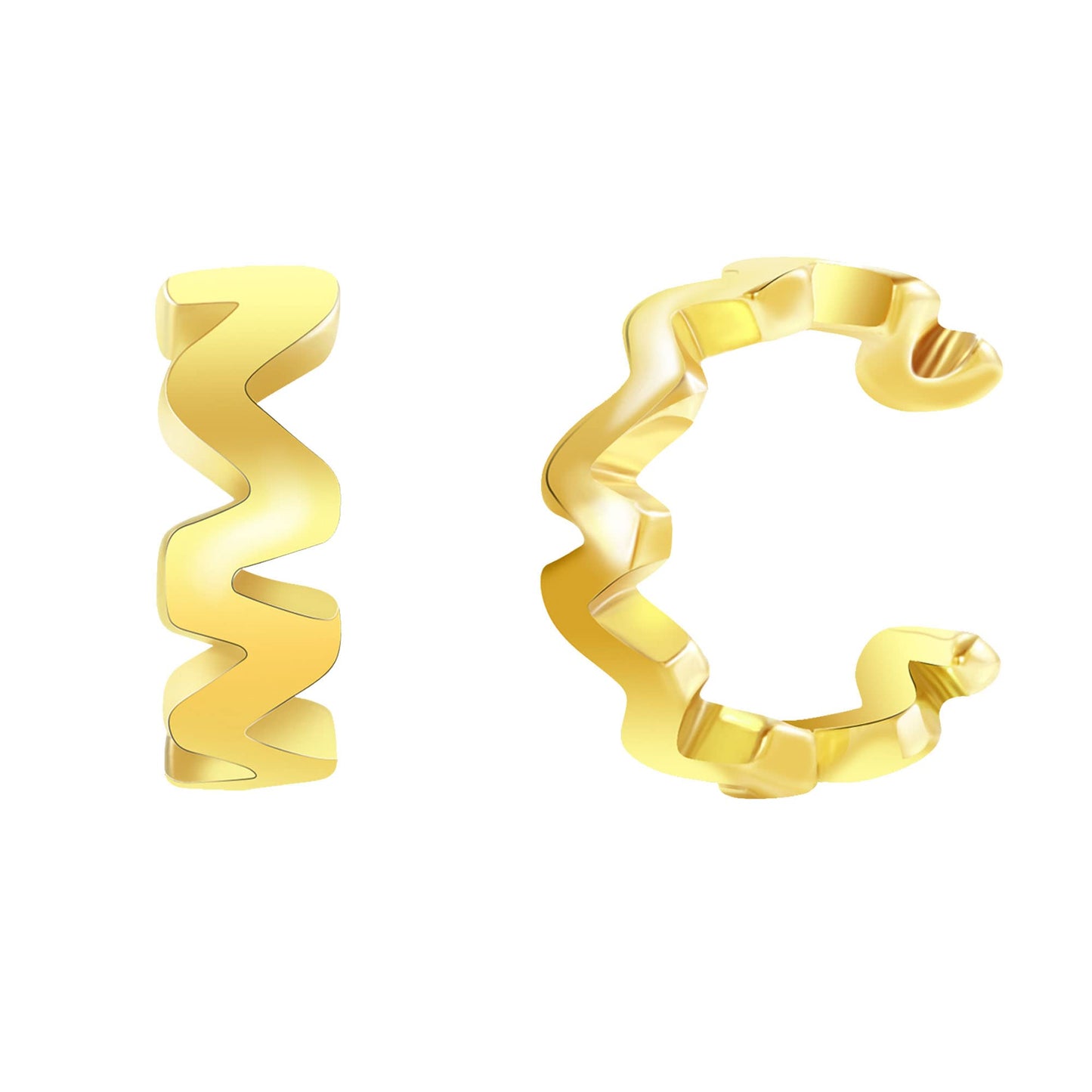 18K Gold Wave Ear Cuff Earrings