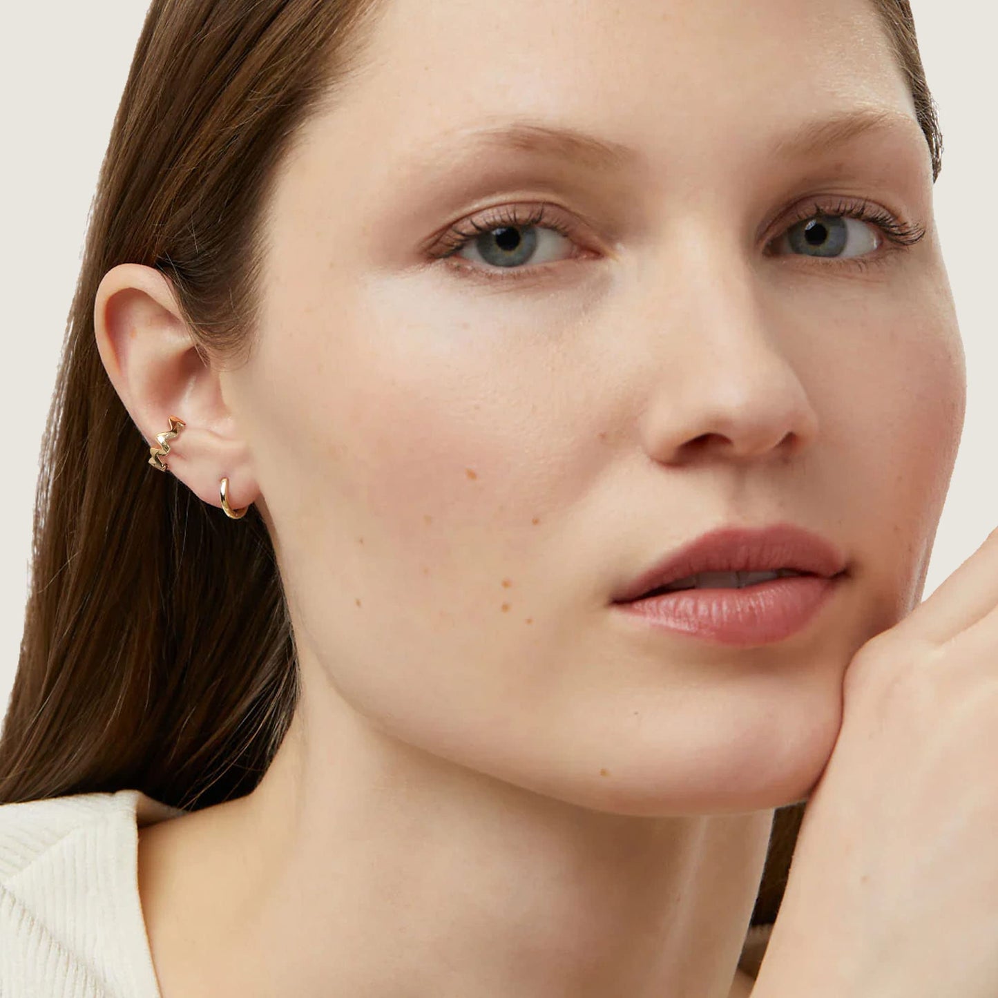 18K Gold Wave Ear Cuff Earrings
