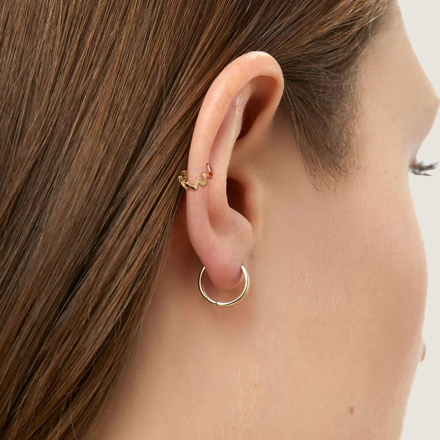 18K Gold Wave Ear Cuff Earrings