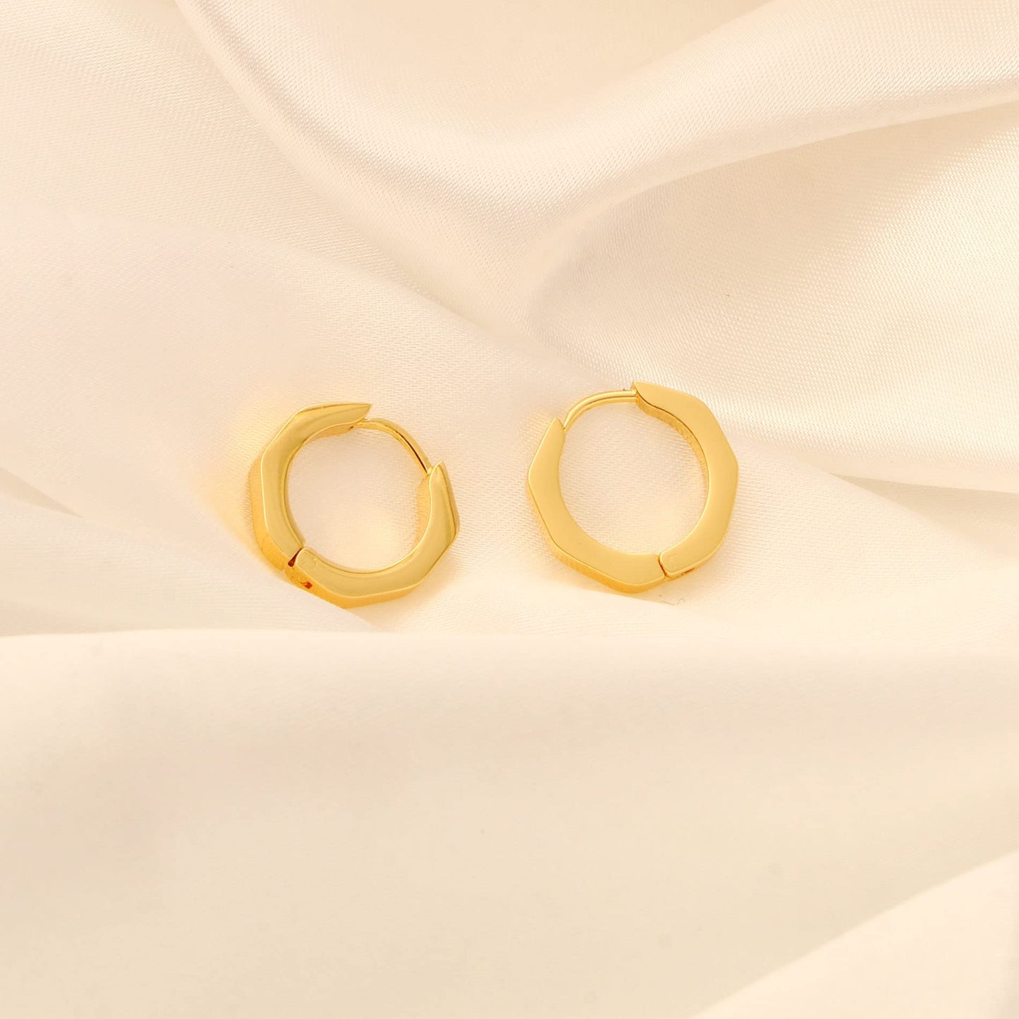 18K Octangle Hoop Earrings
