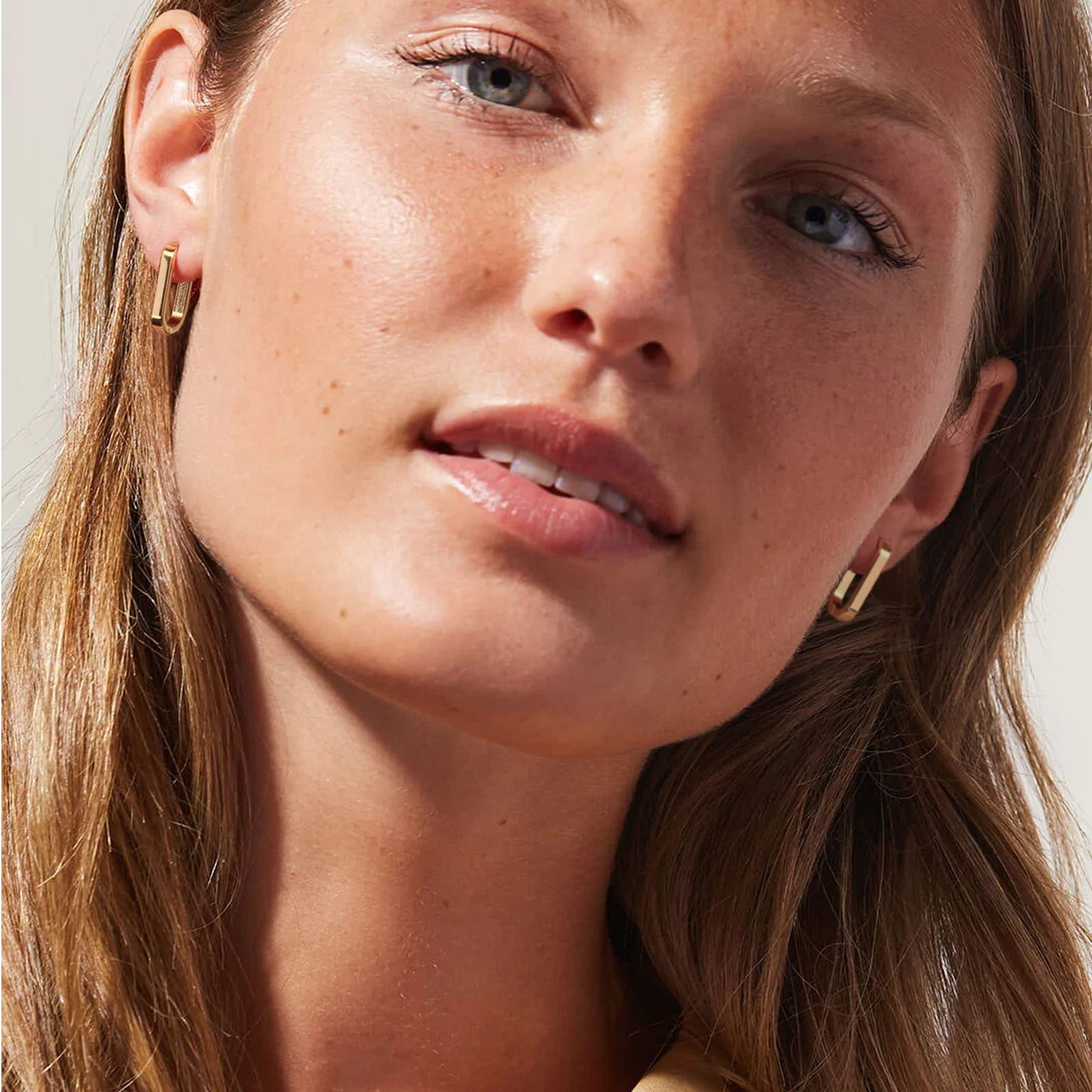18K Gold Paperclip Hoop Earrings