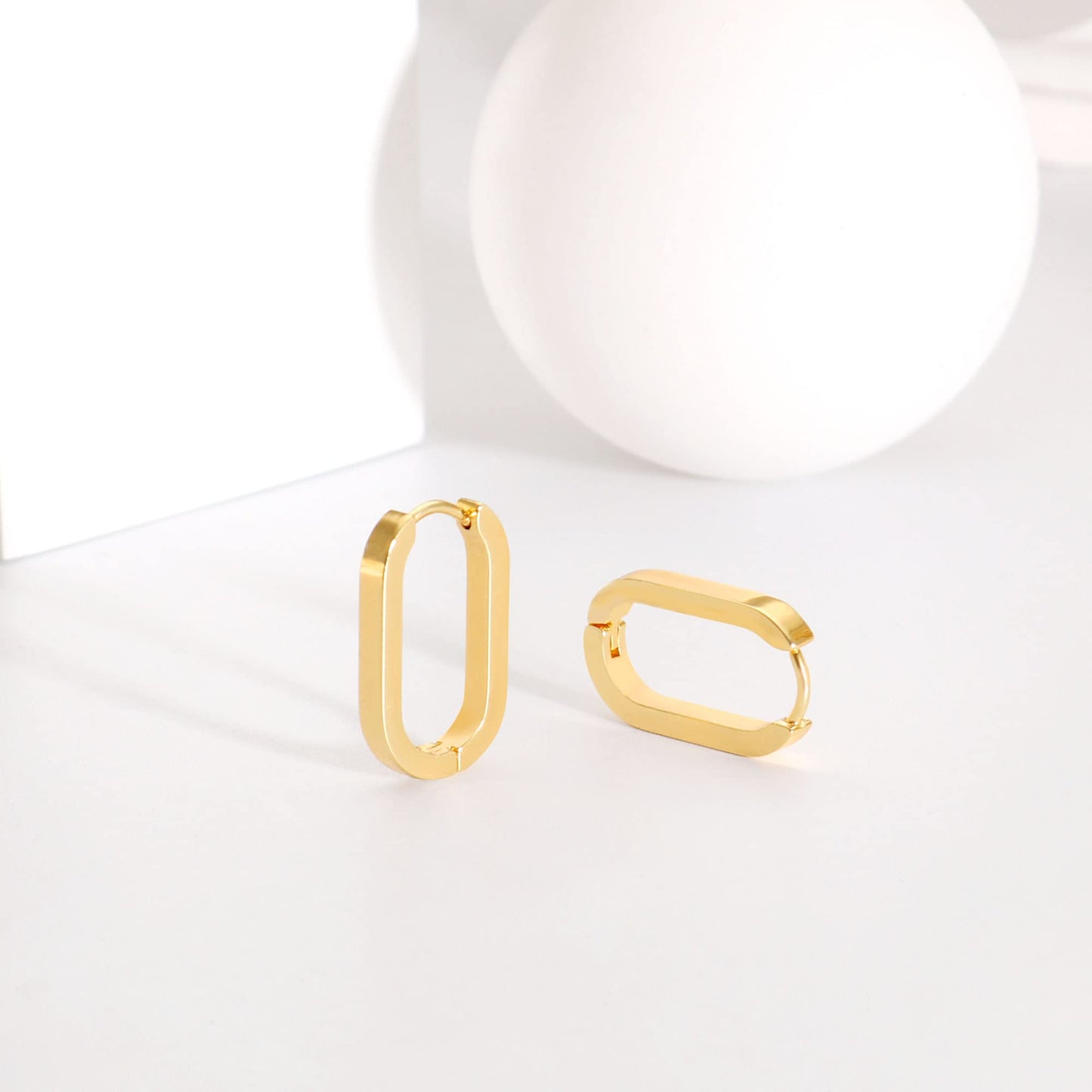 18K Gold Paperclip Hoop Earrings