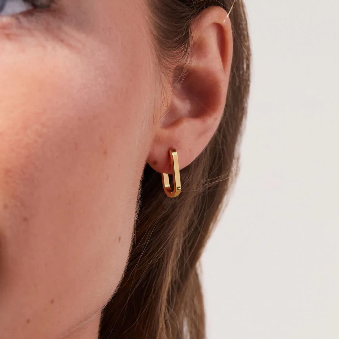 18K Gold Paperclip Hoop Earrings
