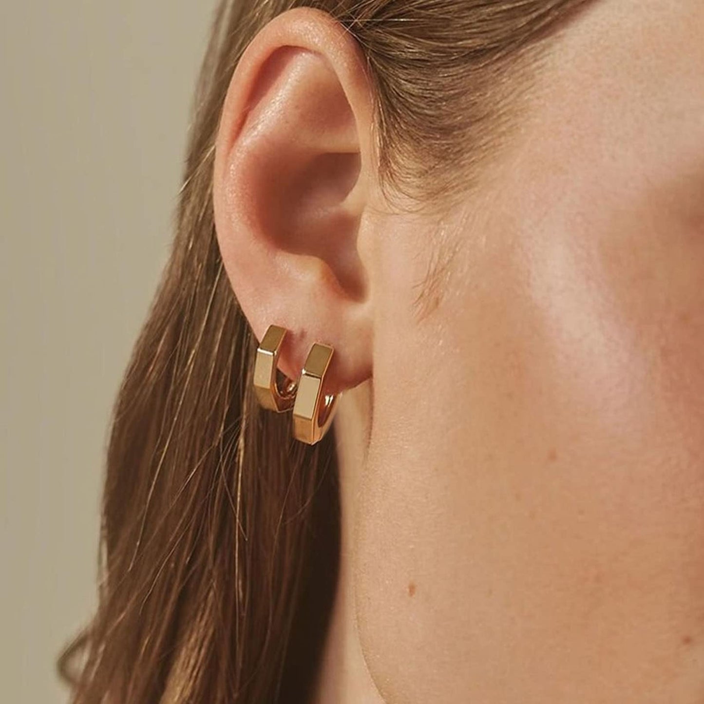 18K Octangle Hoop Earrings