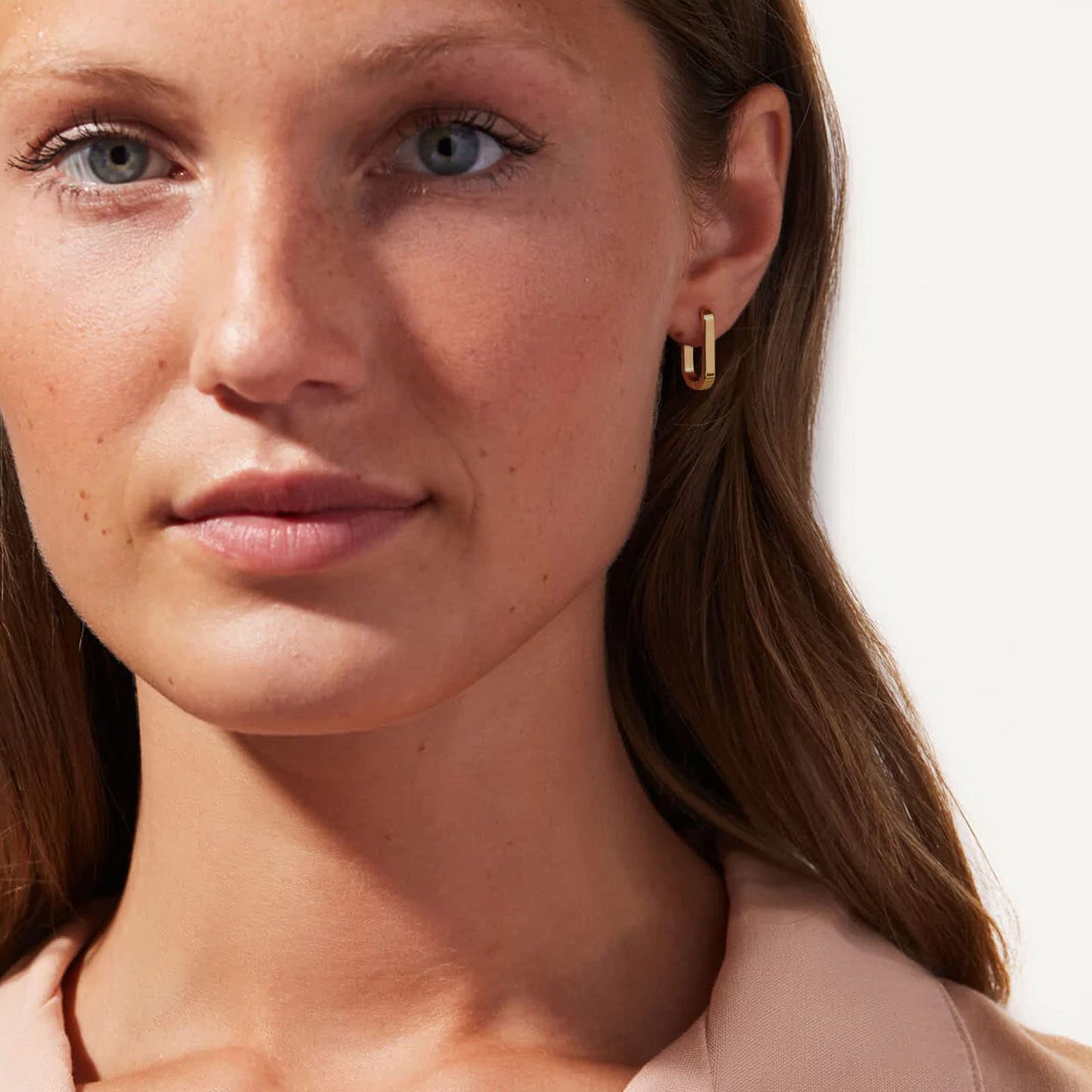18K Gold Paperclip Hoop Earrings