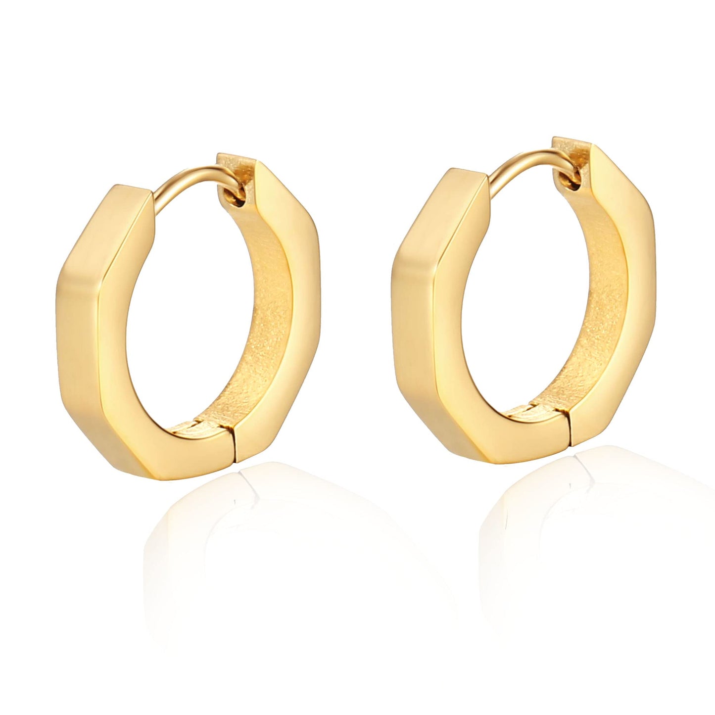 18K Octangle Hoop Earrings