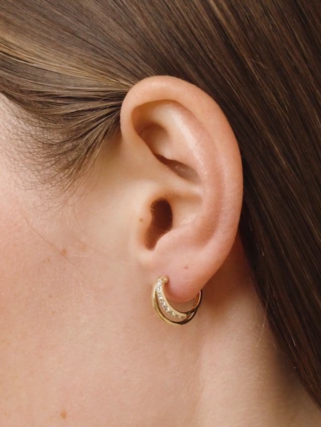 CZ Gold Split Huggie Hoop Earrings