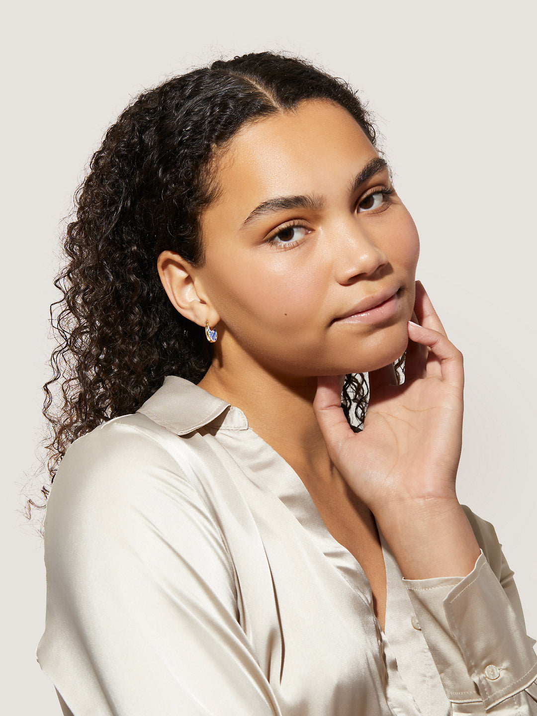 Enamel Disc Hoop Earrings