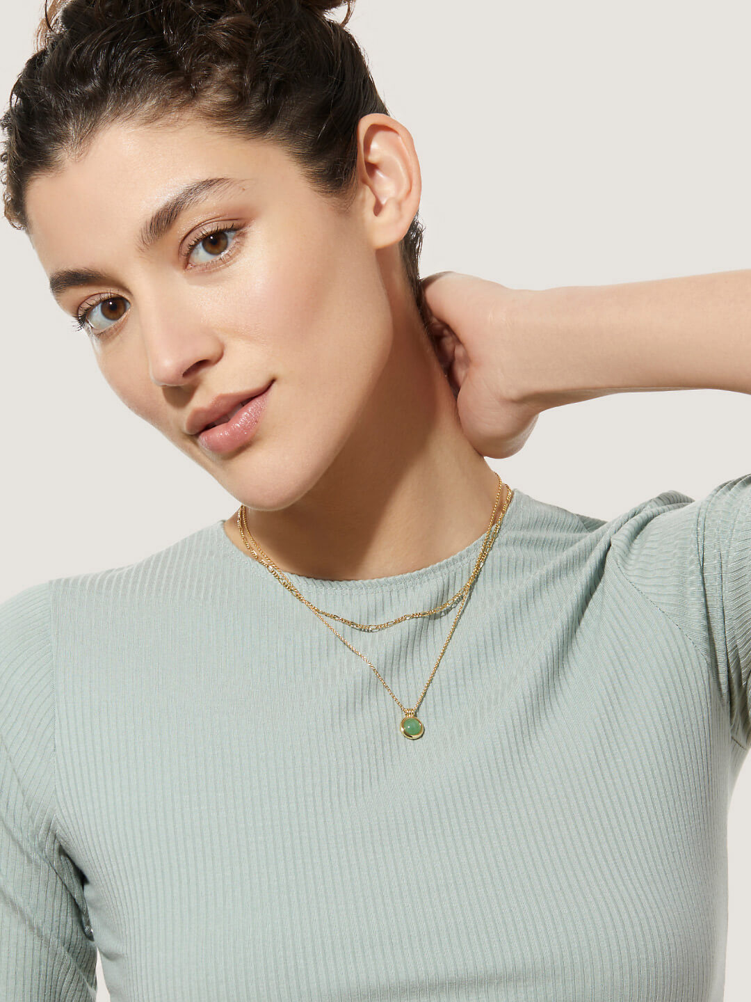 Green Aventurine Gemstone Layered Necklace