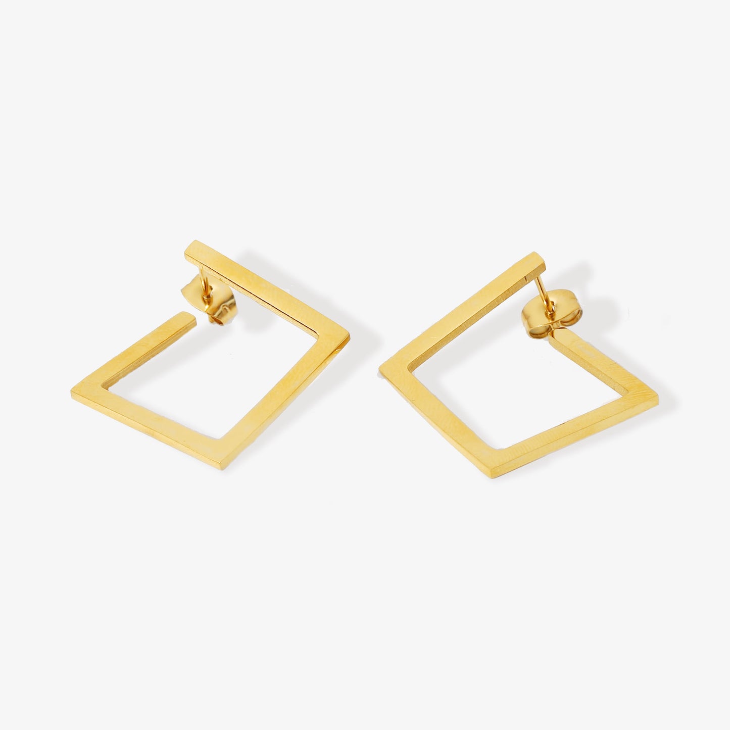 Square Hoop Earrings-18K Gold