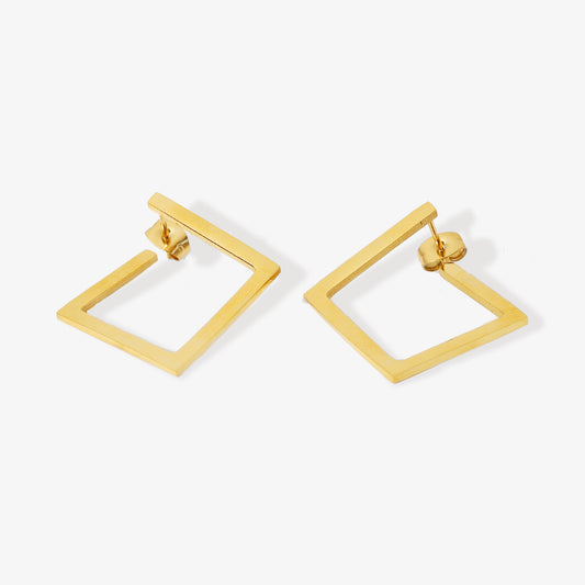 Square Hoop Earrings-18K Gold