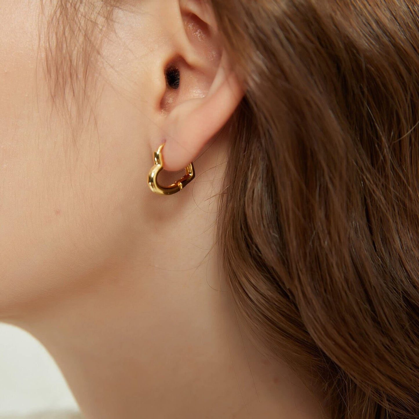 Gold Chunky Heart Hoop Earrings