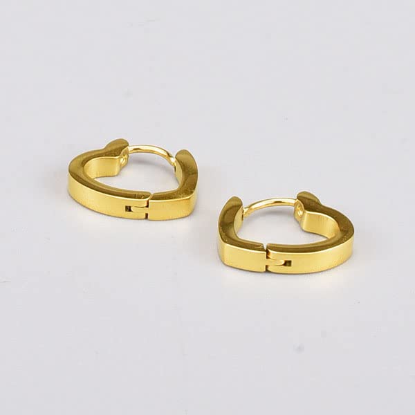 Gold Chunky Heart Hoop Earrings