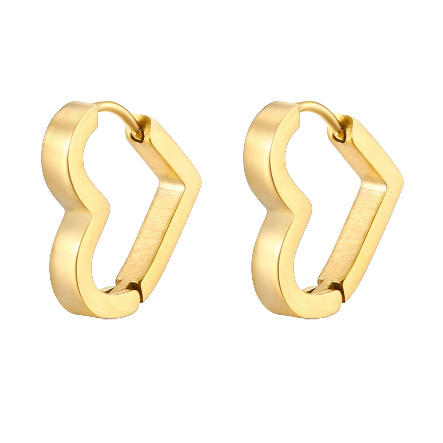 Gold Chunky Heart Hoop Earrings