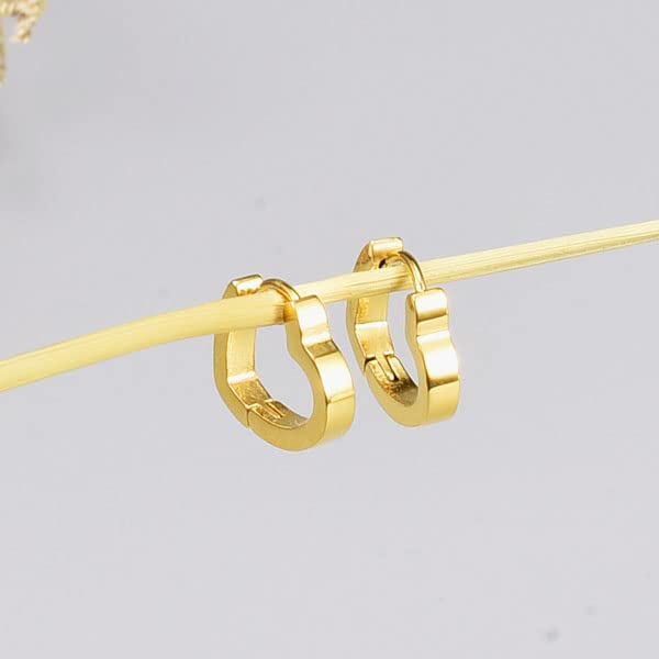 Gold Chunky Heart Hoop Earrings