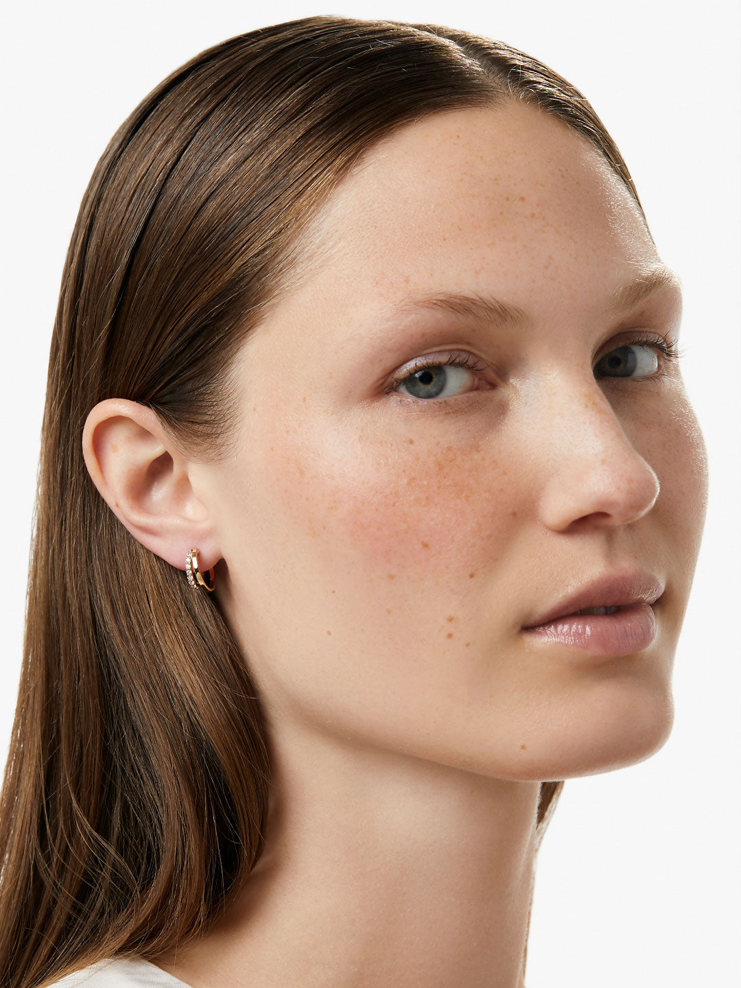 CZ Gold Split Huggie Hoop Earrings