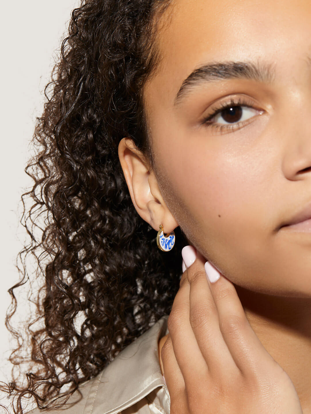 Enamel Disc Hoop Earrings
