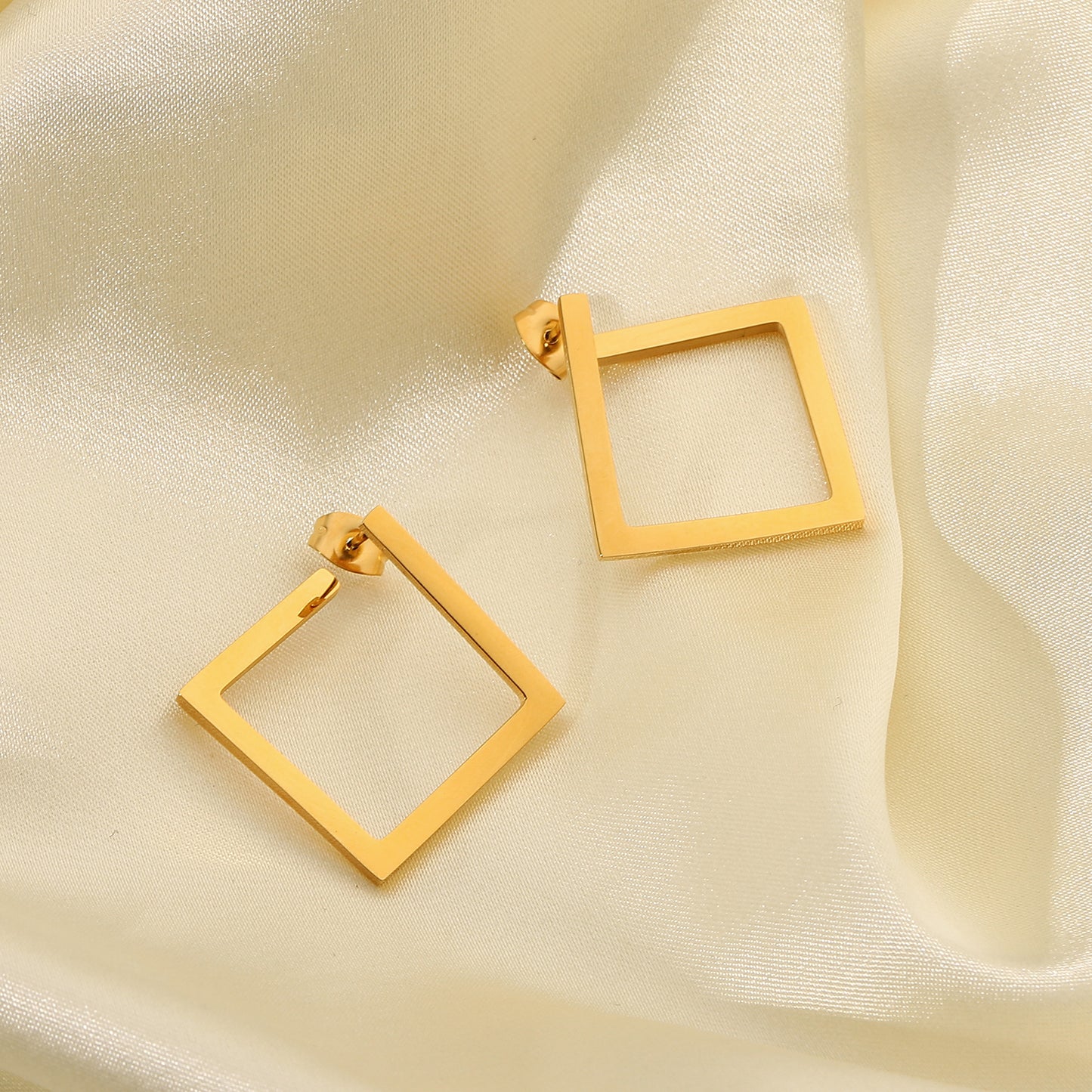Square Hoop Earrings-18K Gold