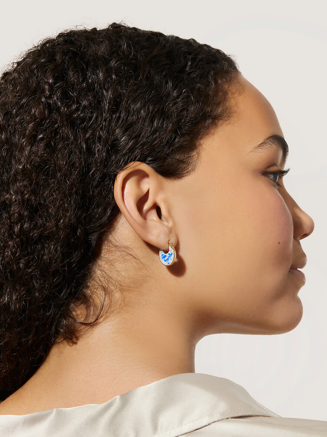 Enamel Disc Hoop Earrings