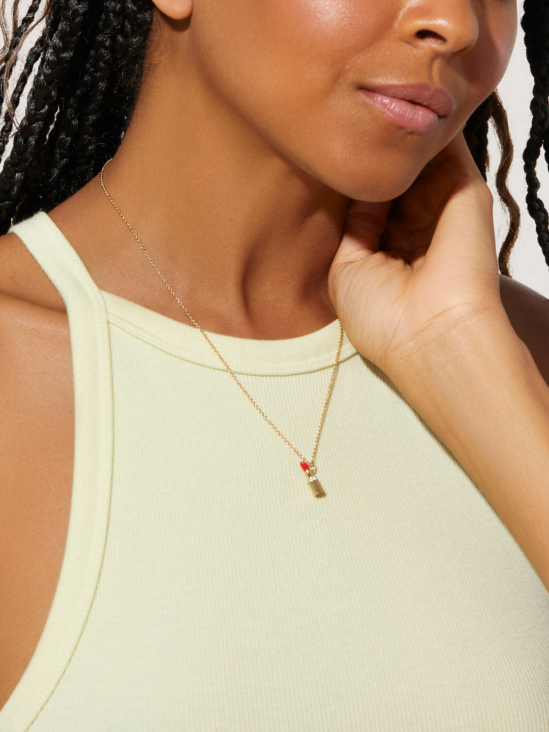 Gold-Dipped Lipstick Charm Necklace