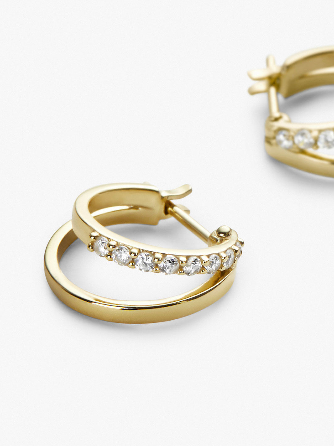 CZ Gold Split Huggie Hoop Earrings