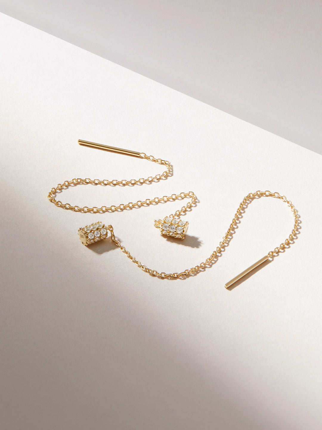 Gold CZ Threader Earrings