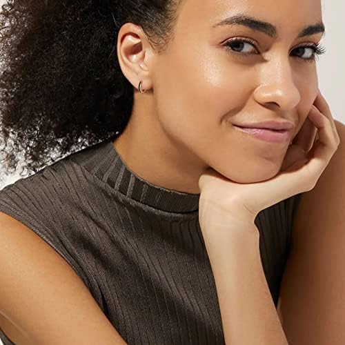 18K Black Enamel Huggie Hoop Earrings