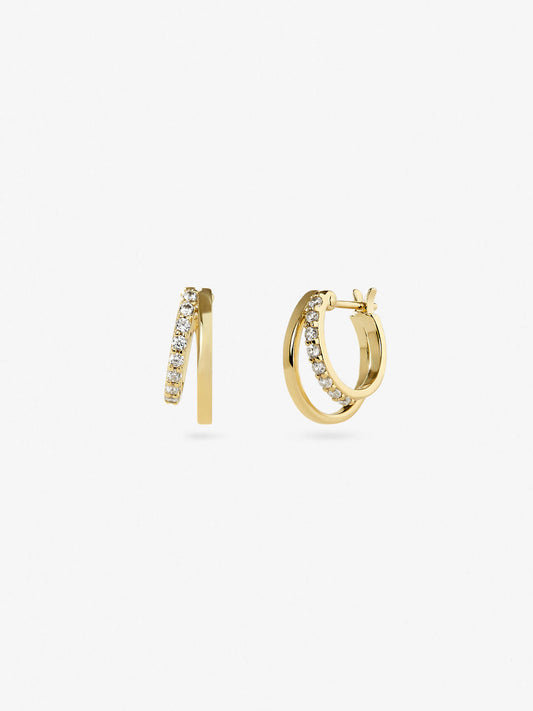 CZ Gold Split Huggie Hoop Earrings