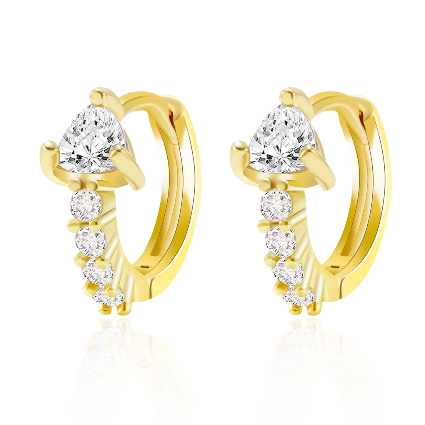 18K Gold Triangle-CZ Huggie Earrings