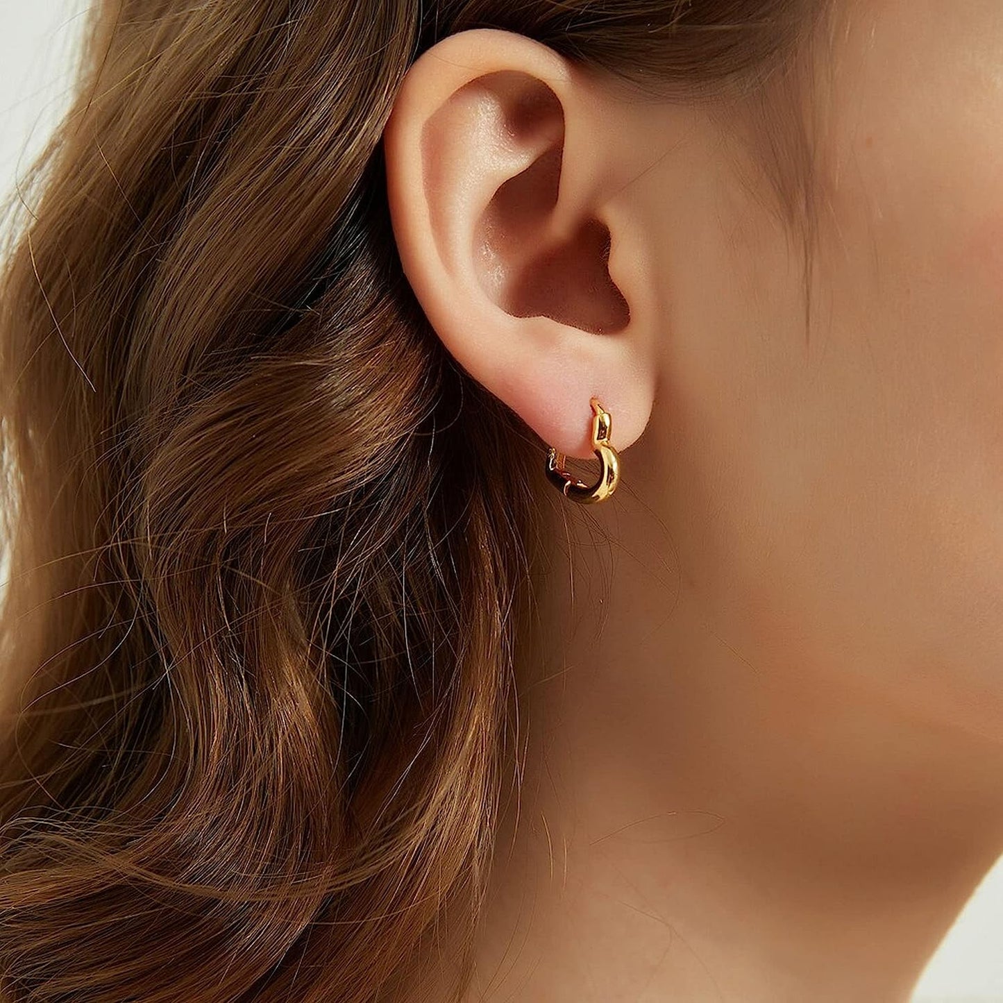 18K Gold Heart Chunky Hoop Earrings