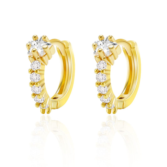 18K Gold Star-CZ Huggie Earrings