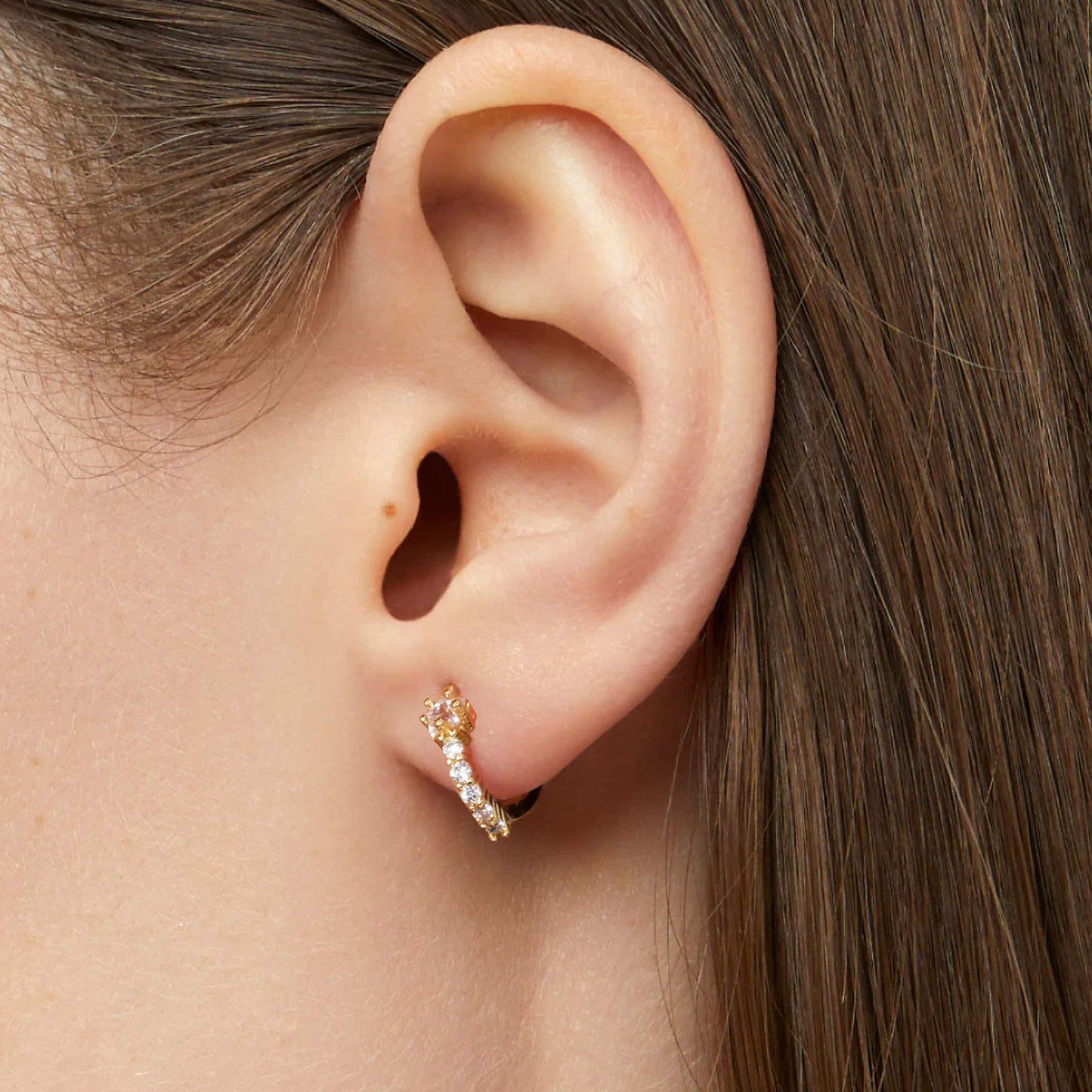 18K Gold Star-CZ Huggie Earrings
