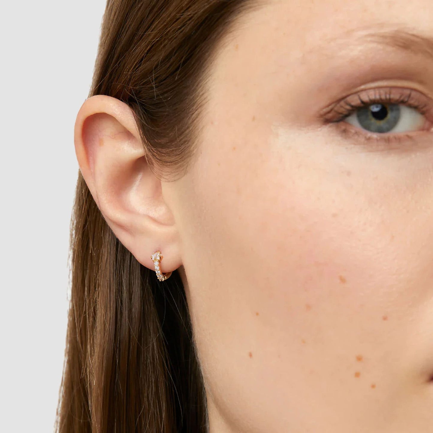 18K Gold Star-CZ Huggie Earrings